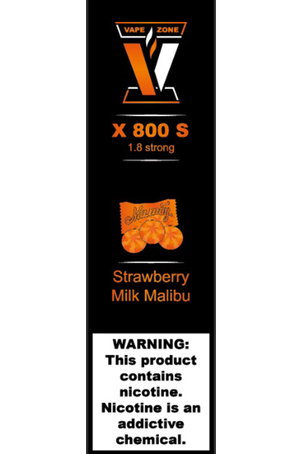 Электронные сигареты Одноразовый VAPE ZONE X 800 S 1.8 strong Strawberry Milk Malibu Клубнично-молочный Малибу