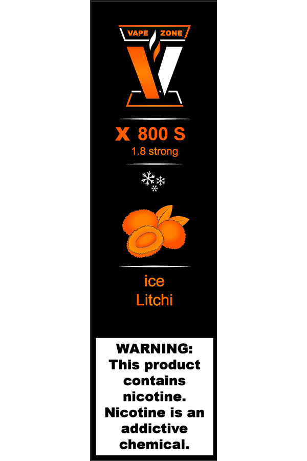 Электронные сигареты Одноразовый VAPE ZONE X 800 S 1.8 strong Ice Litchi Ледяной Личи