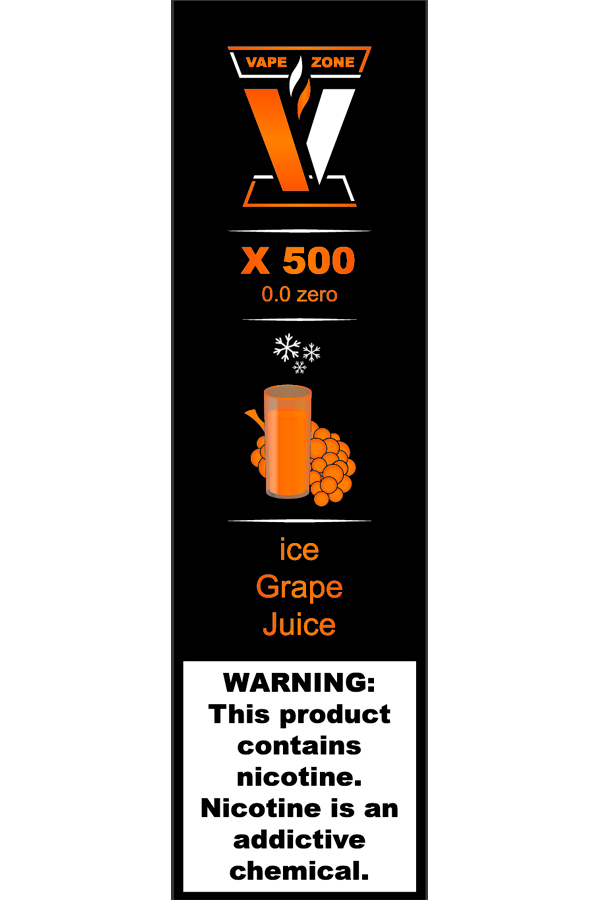 Электронные сигареты Одноразовый VAPE ZONE X 500 0.0 Zero Ice Grape Juice Ледяной Виноградный Сок