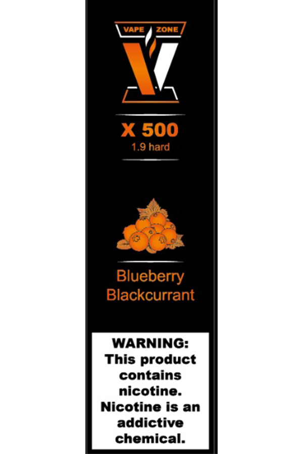 Электронные сигареты Одноразовый VAPE ZONE X 500 1.9 hard Blueberry Blackcurrant Черника Черная Смородина