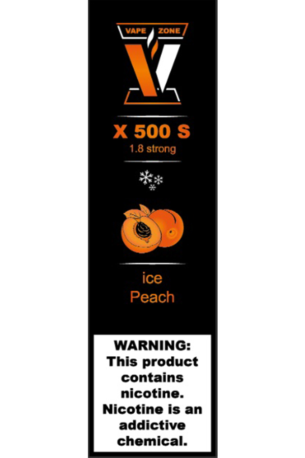 Электронные сигареты Одноразовый VAPE ZONE X 500 S 1.8 strong Ice Peach Ледяной Персик