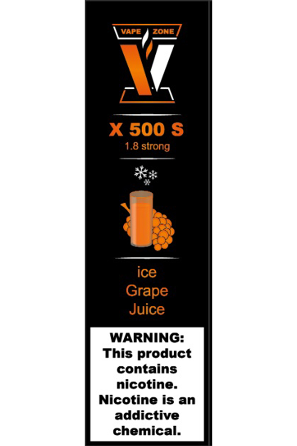 Электронные сигареты Одноразовый VAPE ZONE X 500 S 1.8 strong Ice Grape Juice Ледяной Виноградный Сок