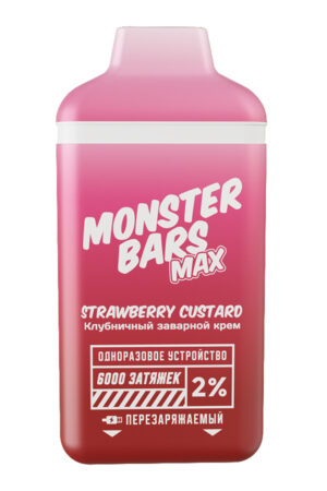 Электронные сигареты Одноразовый Monster Bars MAX 6000 Strawberry Custard Заварная Клубника