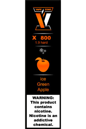 Электронные сигареты Одноразовый VAPE ZONE X 800 1.9 hard Ice Green Apple Ледяное Зеленое Яблоко