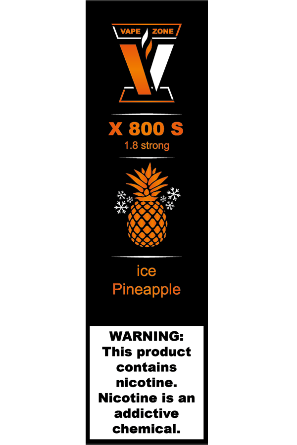 Электронные сигареты Одноразовый VAPE ZONE X 800 S 1.8 strong Ice Pineaple Ледяной Ананас