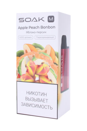 Электронные сигареты Одноразовый SOAK M 4000 Apple Peach Bonbon Яблоко Персик