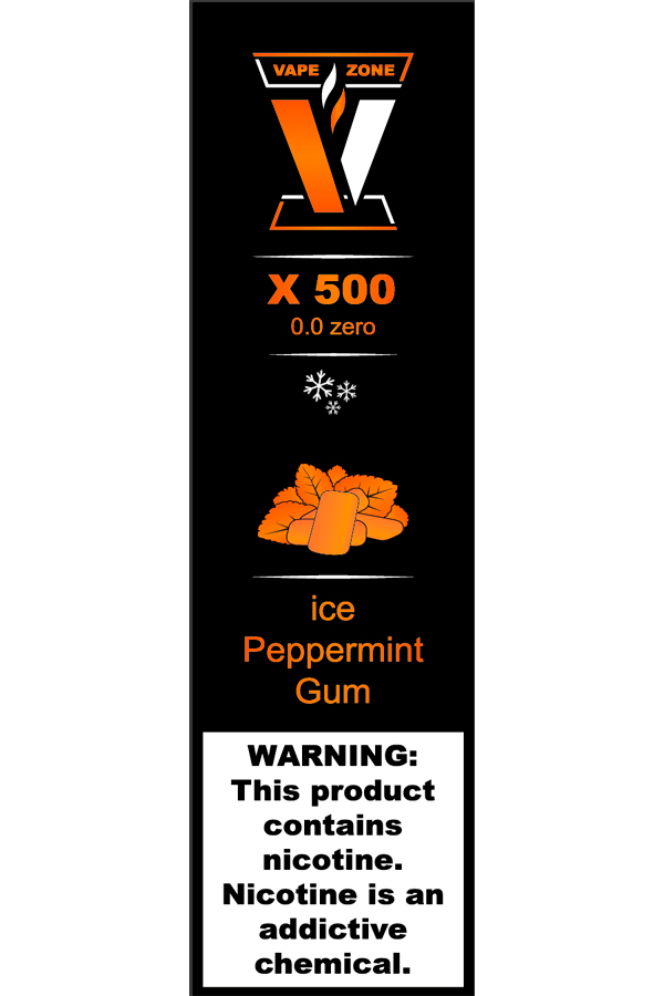 Электронные сигареты Одноразовый VAPE ZONE X 500 0.0 Zero Ice Peppermint Gum Ледяная Мятная Жвачка