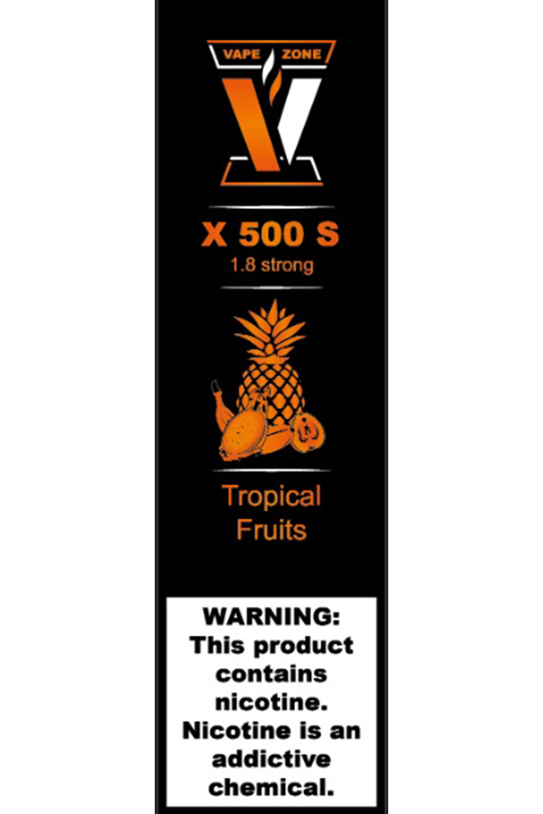 Электронные сигареты Одноразовый VAPE ZONE X 500 S 1.8 strong Tropical Fruits Тропические Фрукты