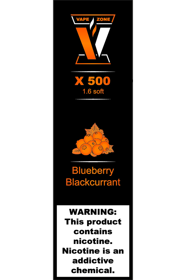 Электронные сигареты Одноразовый VAPE ZONE X 500 1.6 soft Blueberry Blackcurrant Черника Черная Смородина