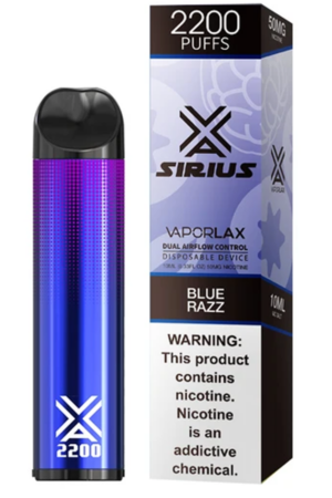 Электронные сигареты Одноразовый Vaporlax Sirius 2200 Blue Razz Черника Малина
