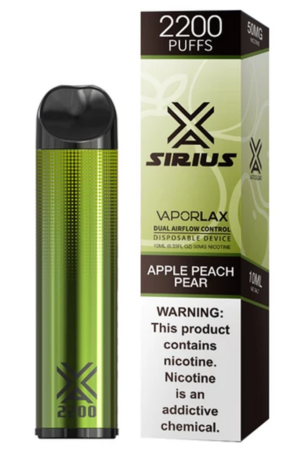 Электронные сигареты Одноразовый Vaporlax Sirius 2200 Apple Peach Pear Яблоко Персик Груша