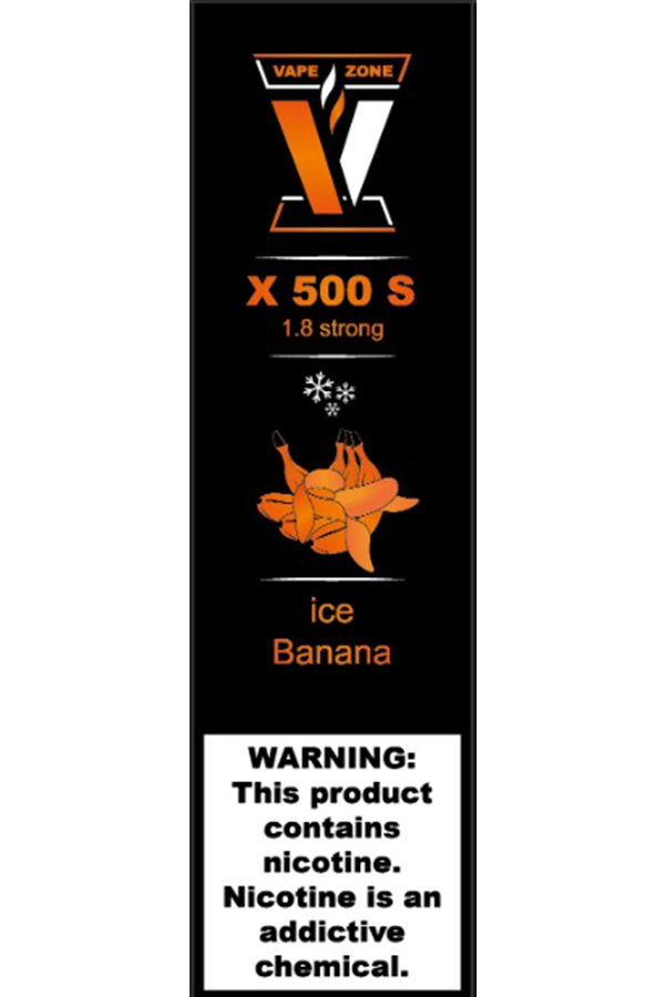 Электронные сигареты Одноразовый VAPE ZONE X 500 S 1.8 strong Ice Banana Ледяной Банан