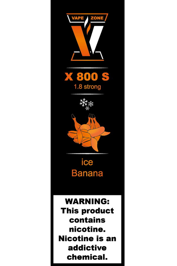 Электронные сигареты Одноразовый VAPE ZONE X 800 S 1.8 strong Ice Banana Ледяной Банан