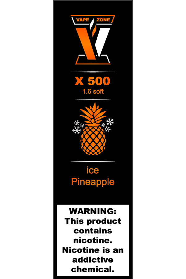 Электронные сигареты Одноразовый VAPE ZONE X 500 1.6 soft Ice Pineapple Ледяной Ананас