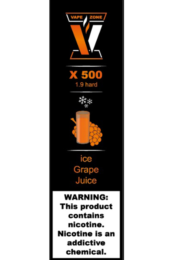 Электронные сигареты Одноразовый VAPE ZONE X 500 1.9 hard Ice Grape Juice Ледяной Виноградный Сок