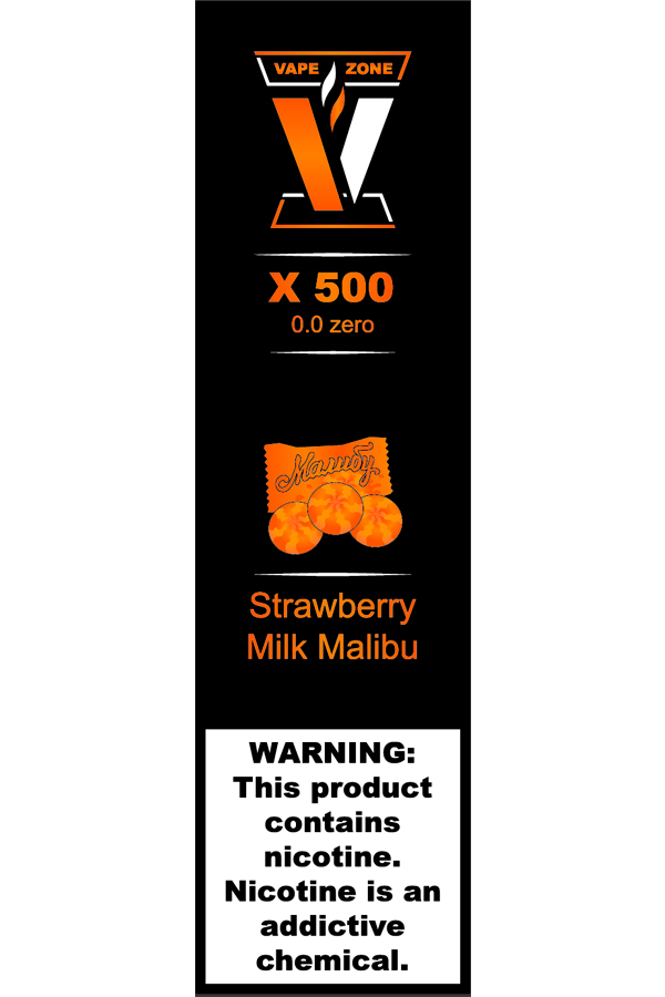 Электронные сигареты Одноразовый VAPE ZONE X 500 0.0 Zero Strawberry Milk Malibu Клубнично-молочный Малибу