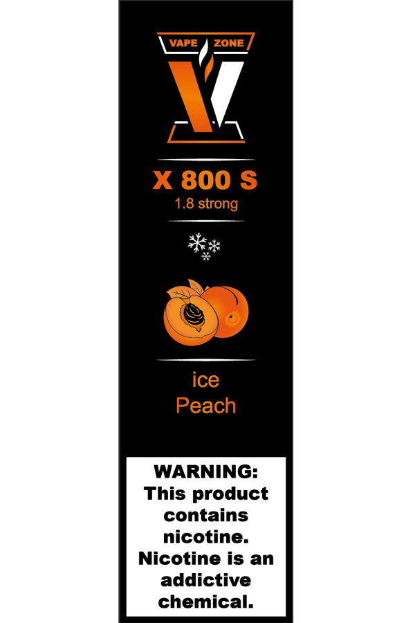 Электронные сигареты Одноразовый VAPE ZONE X 800 S 1.8 strong Ice Peach Ледяной Персик