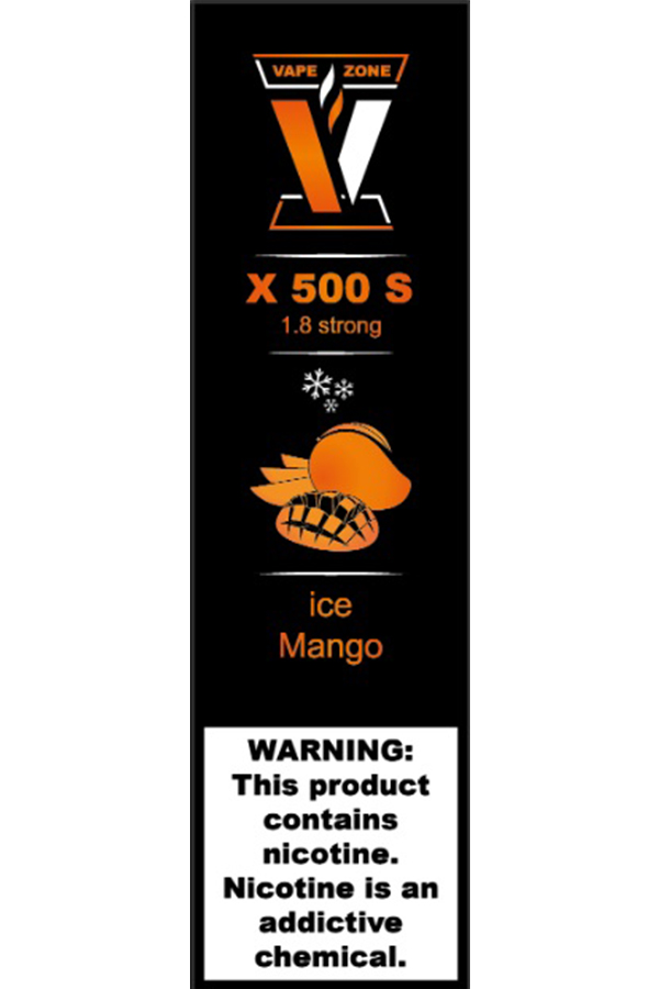 Электронные сигареты Одноразовый VAPE ZONE X 500 S 1.8 strong Ice Mango Ледяной Манго