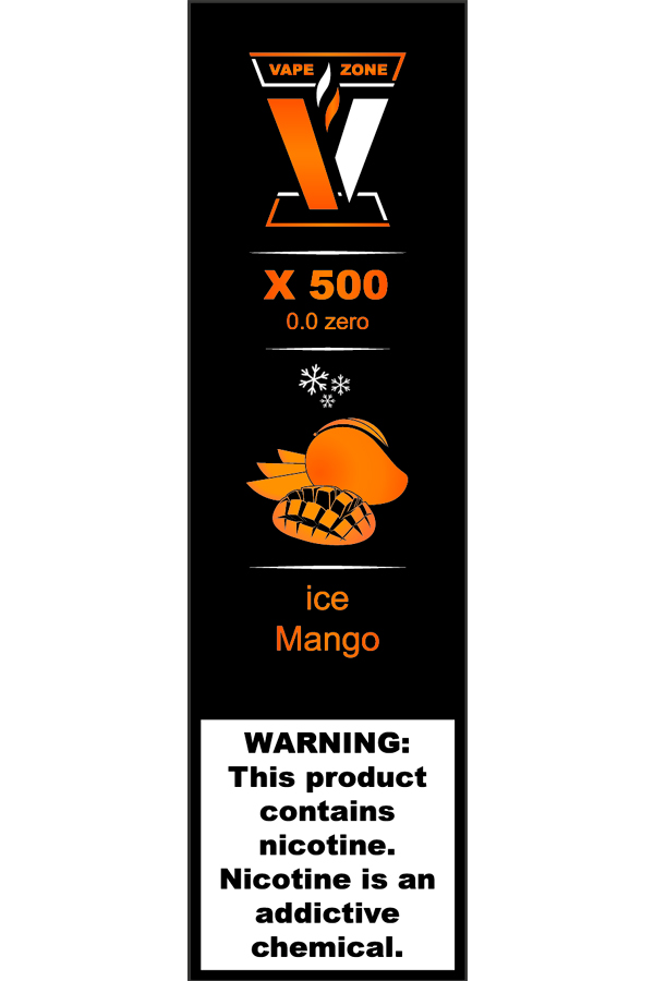 Электронные сигареты Одноразовый VAPE ZONE X 500 0.0 Zero Ice Mango Ледяное Манго