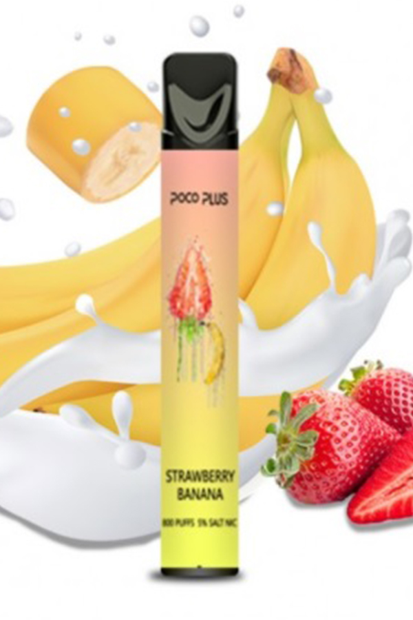 Электронные сигареты Одноразовый Poco Plus 800 Strawberry Banana Клубника Банан