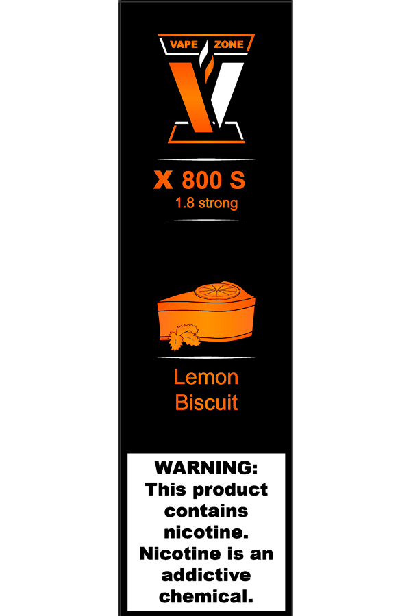 Электронные сигареты Одноразовый VAPE ZONE X 800 S 1.8 strong Lemon Biscuit Лимонный Бисквит