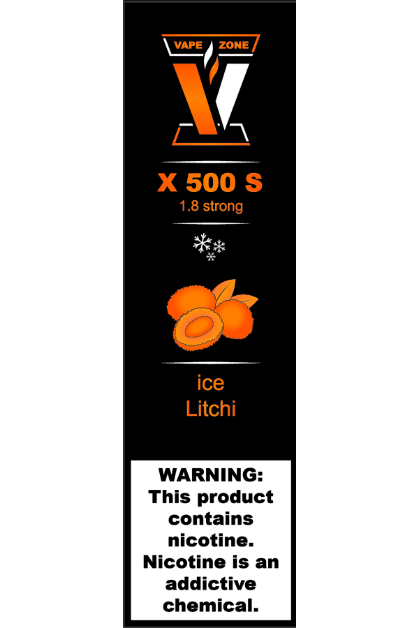 Электронные сигареты Одноразовый VAPE ZONE X 500 S 1.8 strong Ice Litchi Ледяной Личи