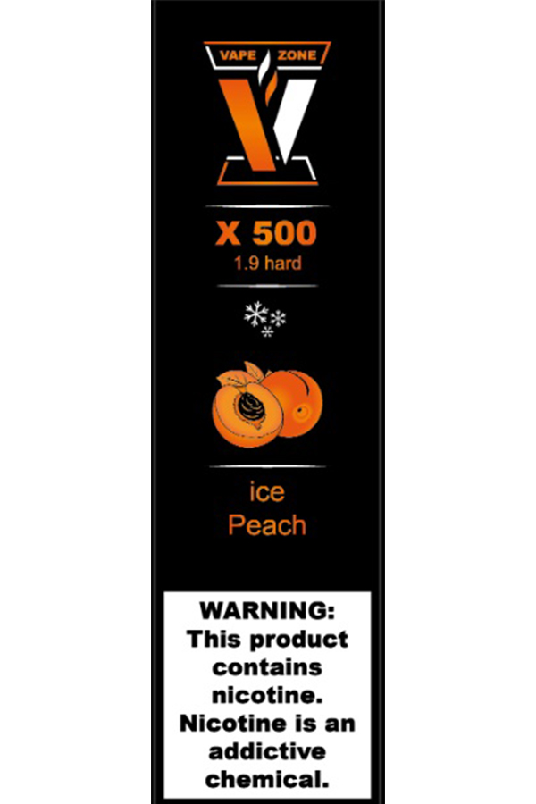Электронные сигареты Одноразовый VAPE ZONE X 500 1.9 hard Ice Peach Ледяной Персик