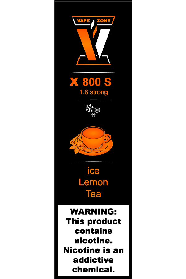 Электронные сигареты Одноразовый VAPE ZONE X 800 S 1.8 strong Ice Lemon Tea Ледяной Чай с Лимоном