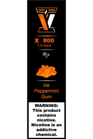 Электронные сигареты Одноразовый VAPE ZONE X 800 1.9 hard Ice Peppermint Gum Ледяная Мятная Жвачка