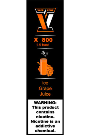 Электронные сигареты Одноразовый VAPE ZONE X 800 1.9 hard Ice Grape Juice Ледяной Виноградный Сок