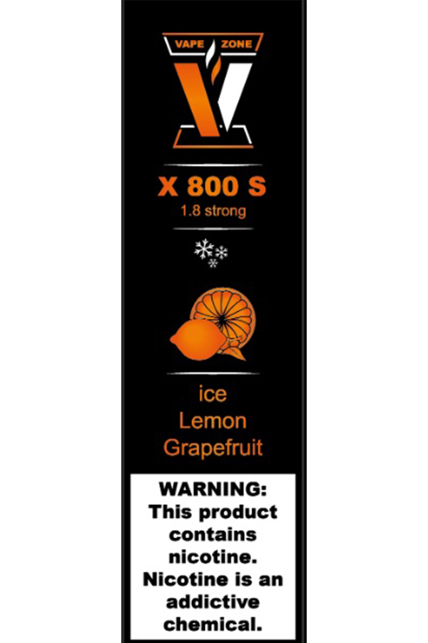 Электронные сигареты Одноразовый VAPE ZONE X 800 S 1.8 strong Ice Lemon Grapefruit Ледяные Лимон Грейпфрут