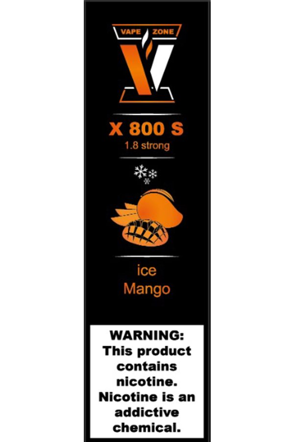 Электронные сигареты Одноразовый VAPE ZONE X 800 S 1.8 strong Ice Mango Ледяное Манго