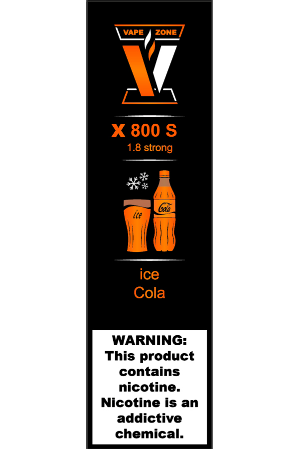 Электронные сигареты Одноразовый VAPE ZONE X 800 S 1.8 strong Ice Cola Ледяная Кола