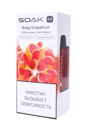 Электронные сигареты Одноразовый SOAK M 4000 Ruby Grapefruit Рубиновый Грейпфрут